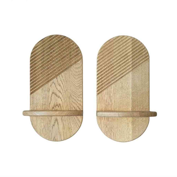 rustic oak diagonal shelf finished in a medium oak wax