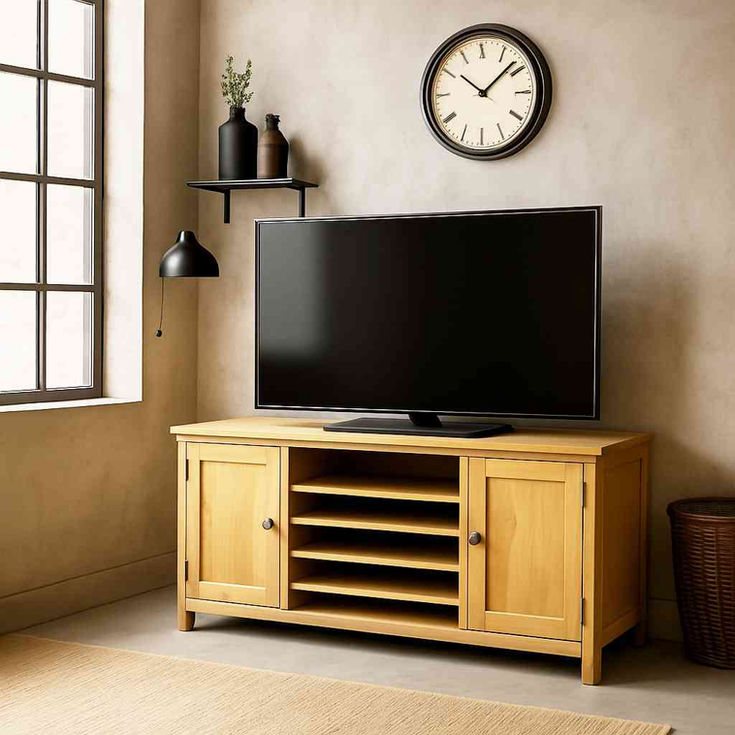 Dunroven rustic solid oak TV stand living room