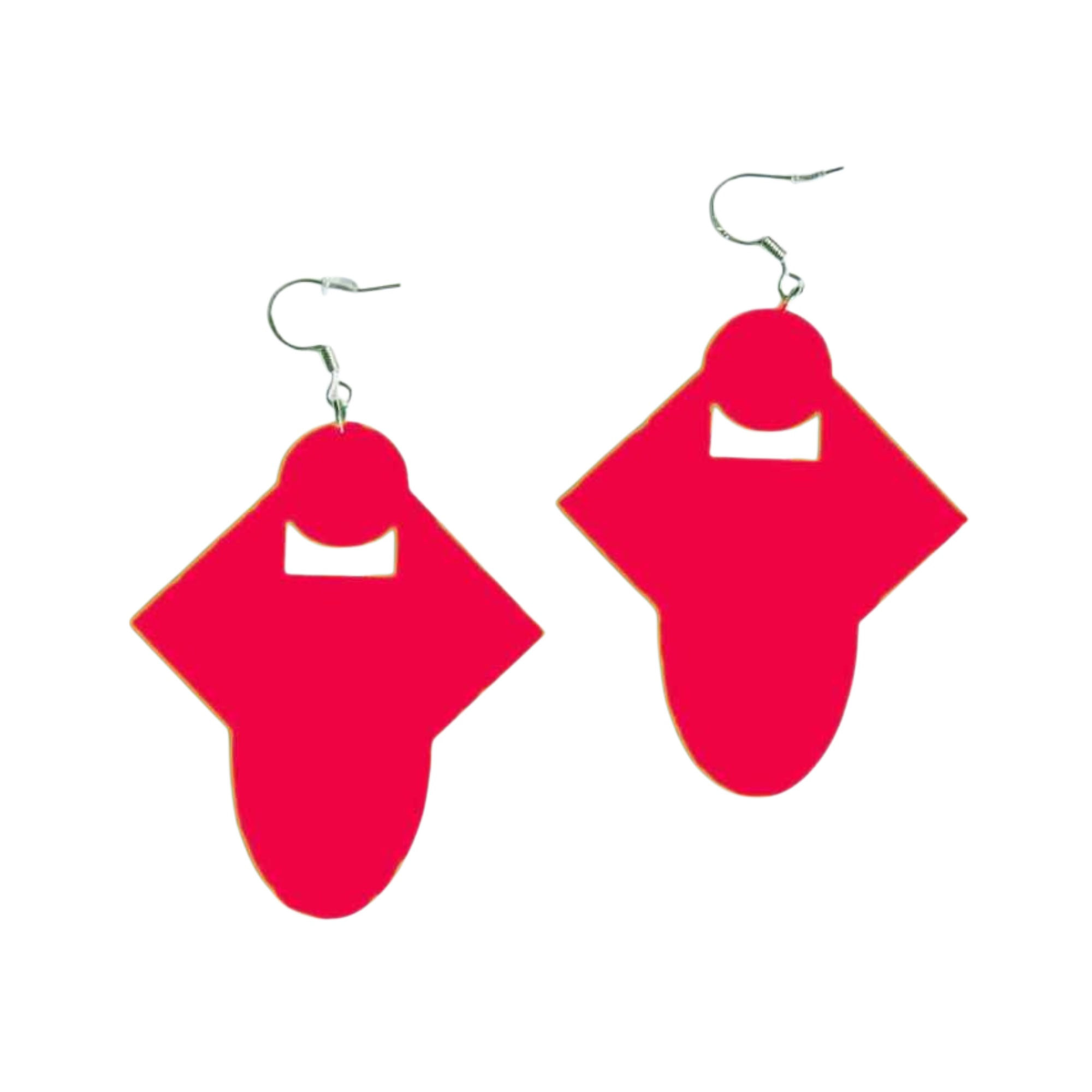 Rebel Ear Designs Acrylic Robot Dangle Earrings in Red