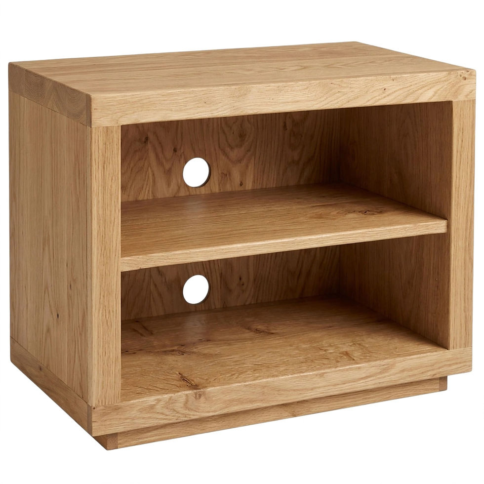 Rustic oak cube tv stand compact modern solid oak handmade