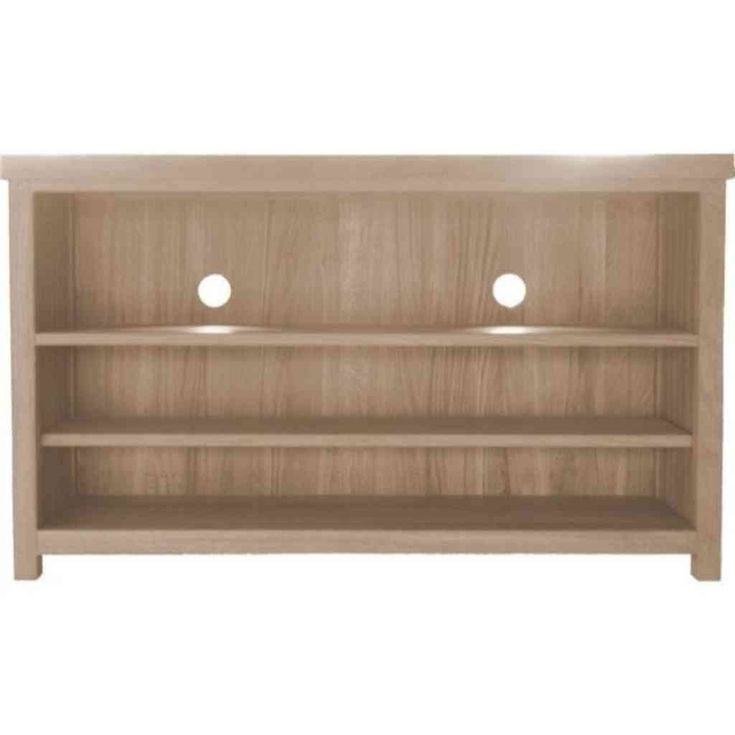 Rustic solid oak TV stand front view