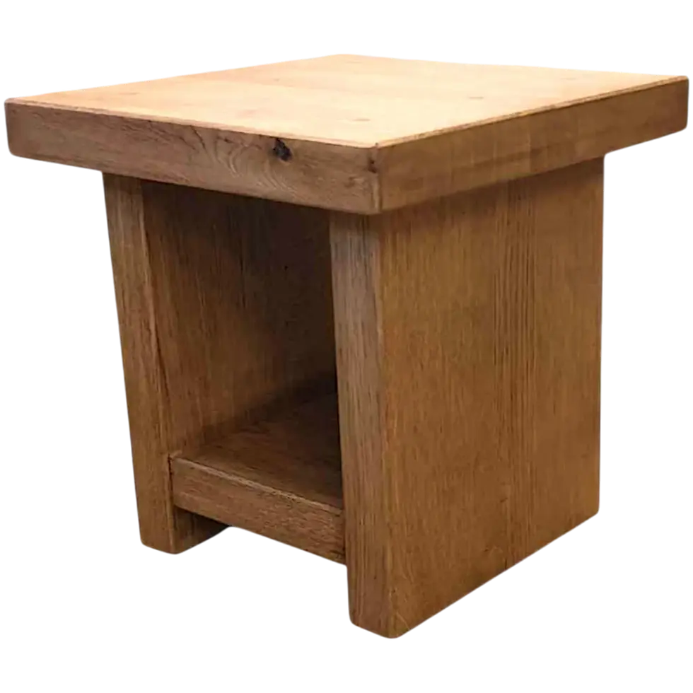 handmade oak end table rustic finish close up