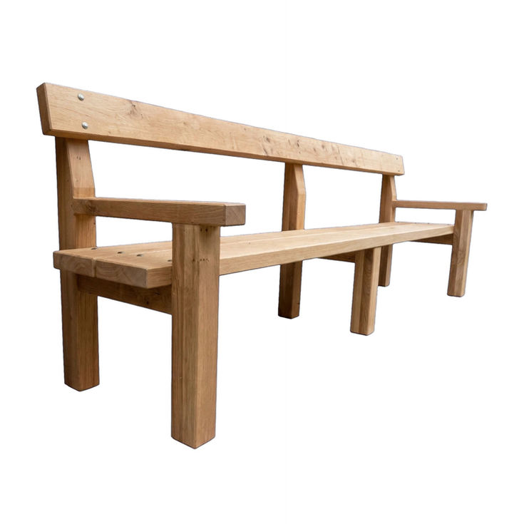 Rustic Oak Wide Garden Bench custom made from solid oak