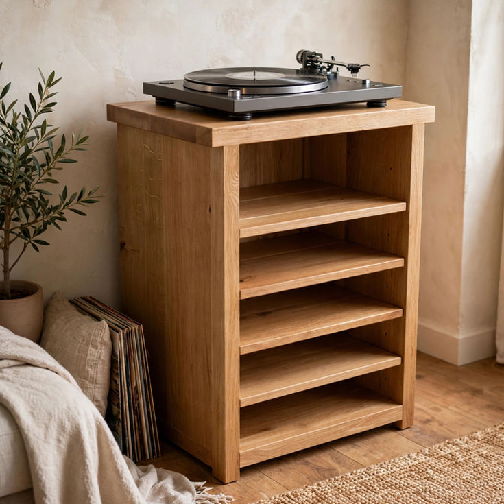 Rustic Oak Tall Hi-Fi Unit custom made to order from solid oak