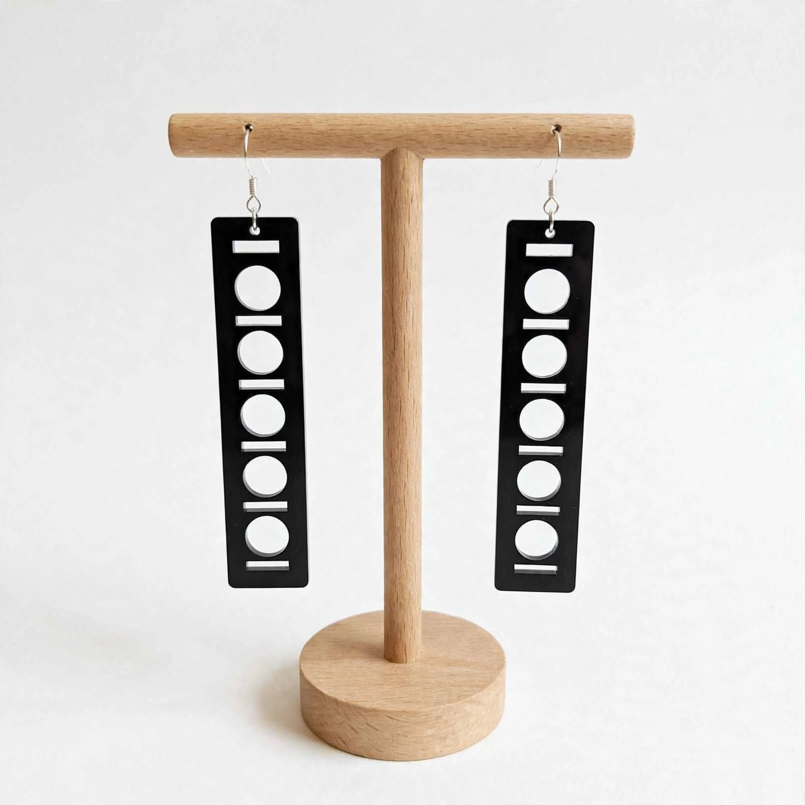 Decovolt Retro acrylic drop earrings - bold Art Deco layered design handmade UK