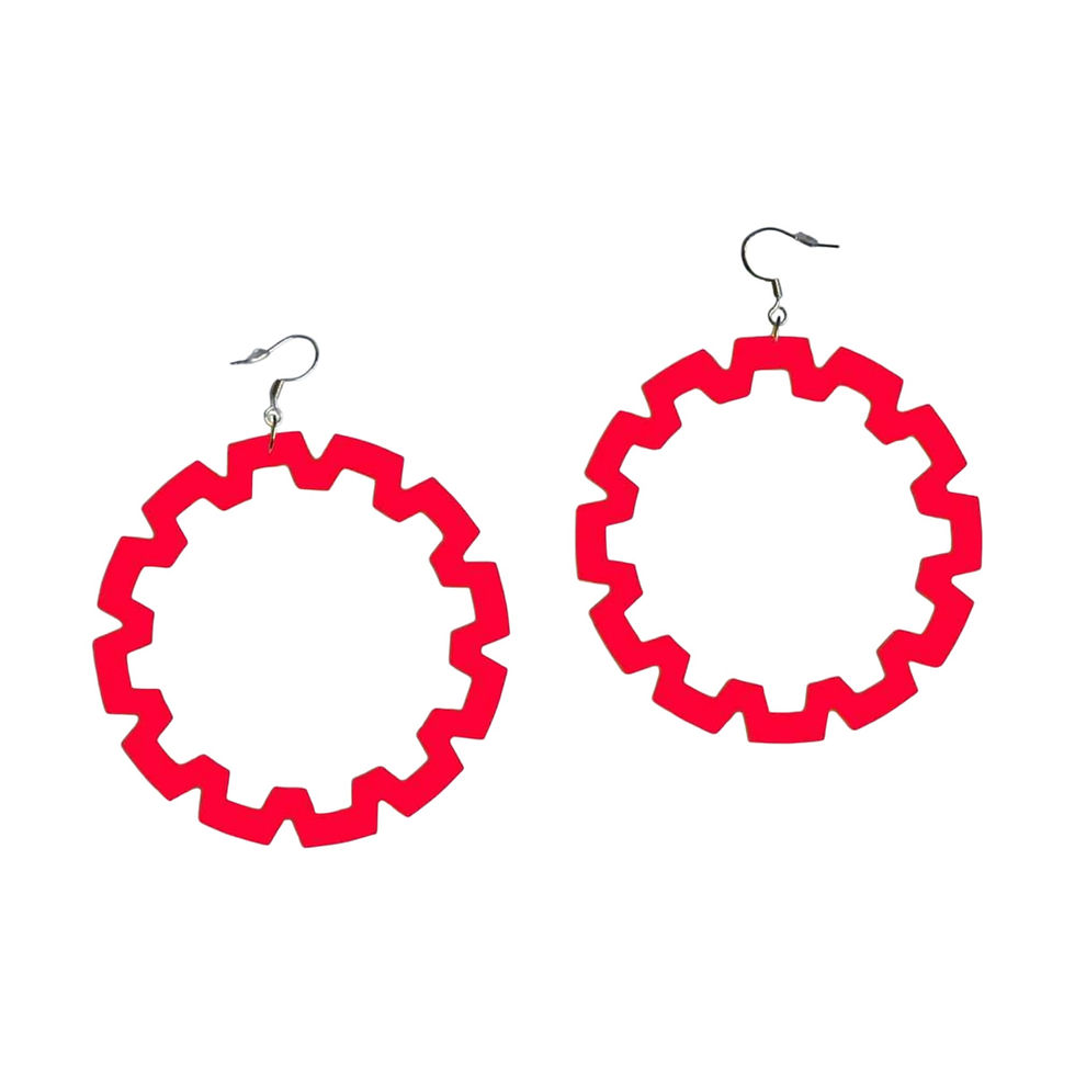 Thumbnail: Red Handmade geometric acrylic statement hoops by Rebel Ear Designs