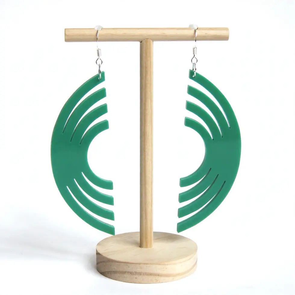 Aurelune Fan art deco statement acrylic drop earrings - sculptural design handmade UK