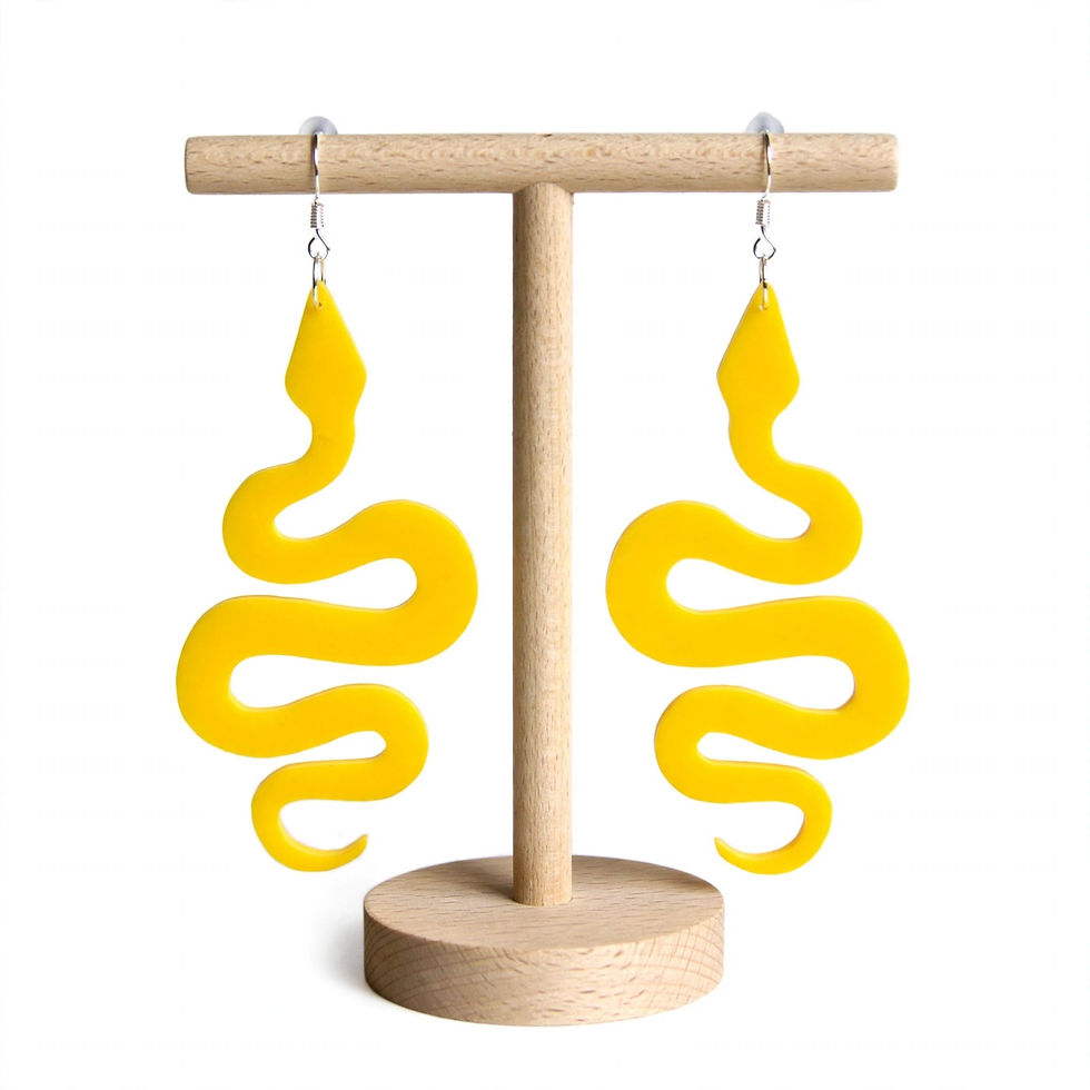 Thumbnail: Bold statement snake acrylic drop earrings - fearless alternative jewellery