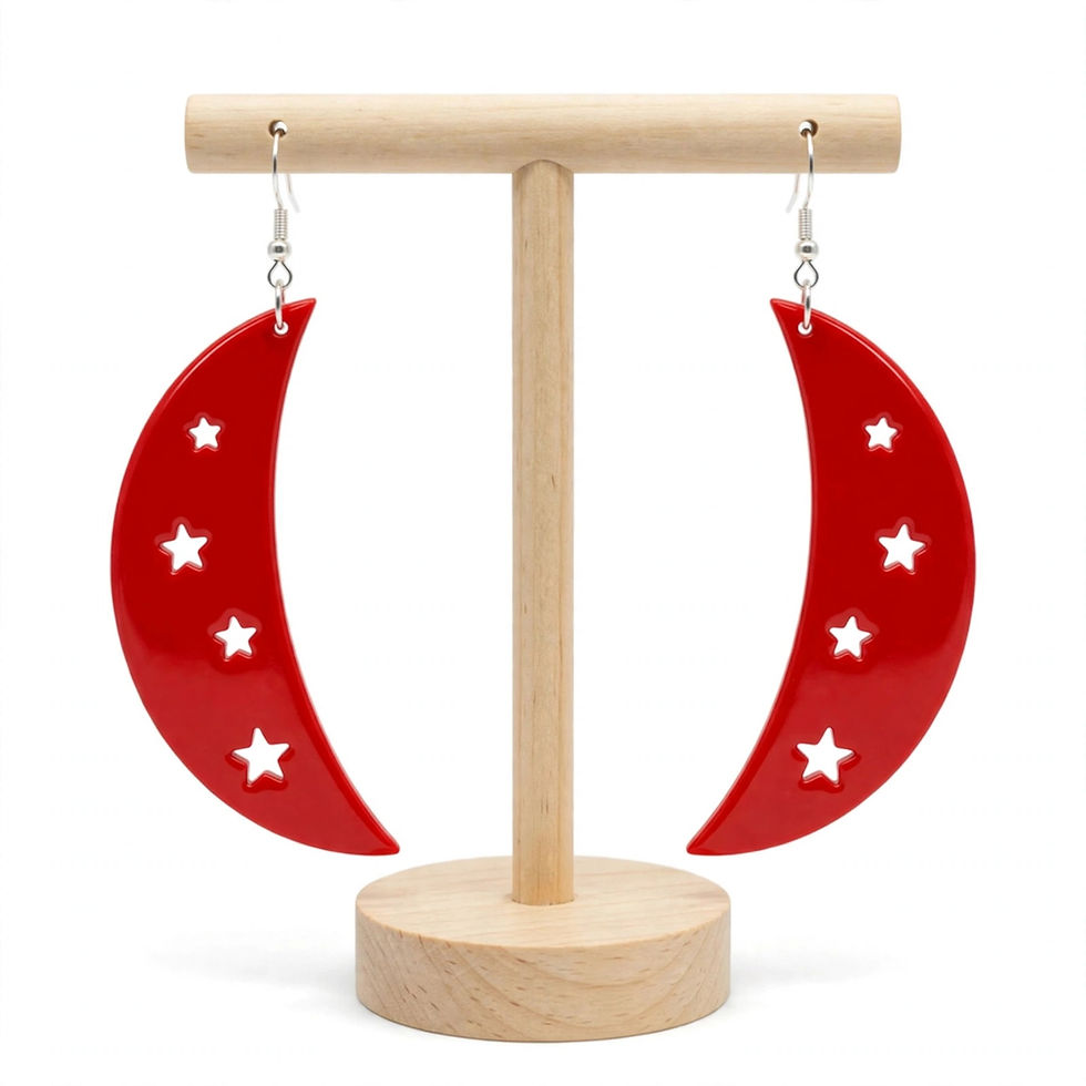 Thumbnail: Oversized 10cm tall arc acrylic drop earrings 3.3cm wide - lightweight statement