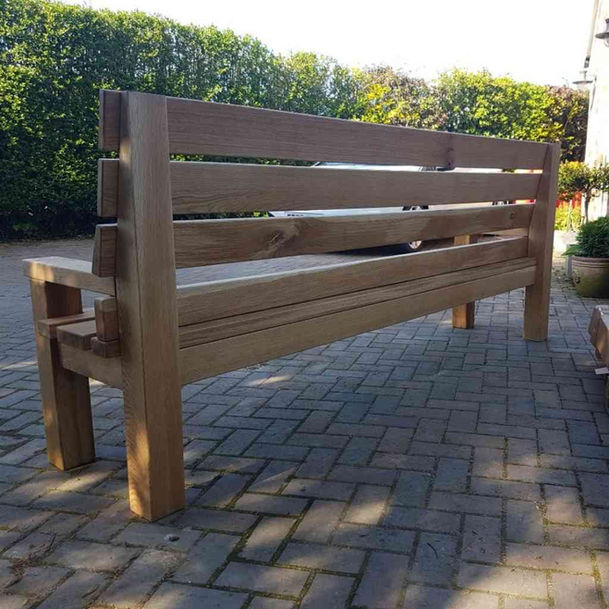 bespoke large oak garden bench