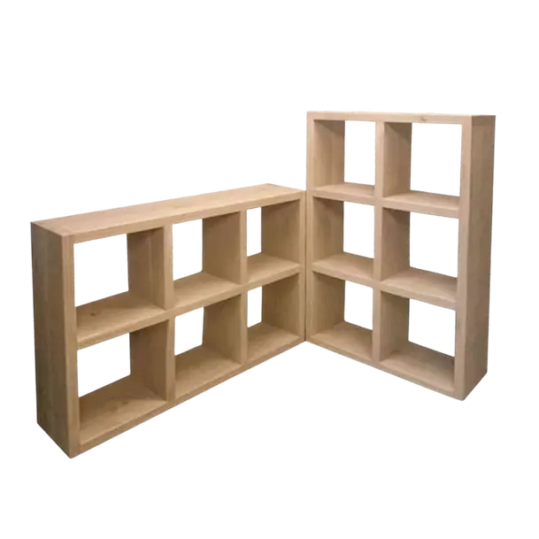 Set of Rustic Oak 6 Cube Display Units