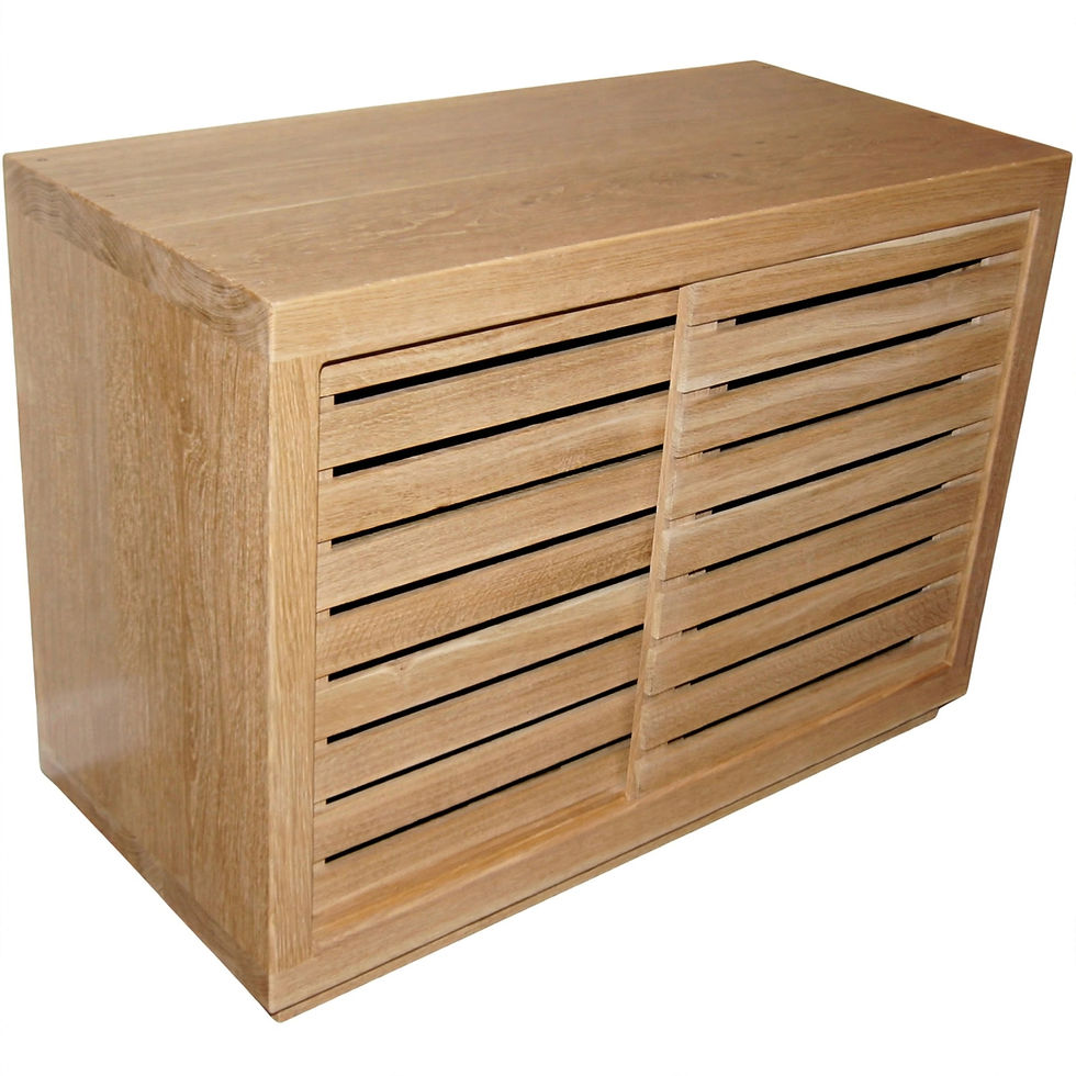 Handmade rustic oak sliding door TV stand main view