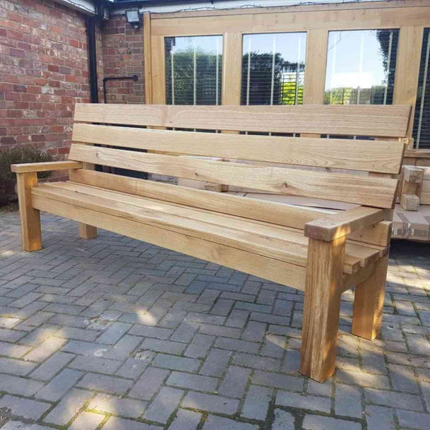 extra long rustic oak garden bench