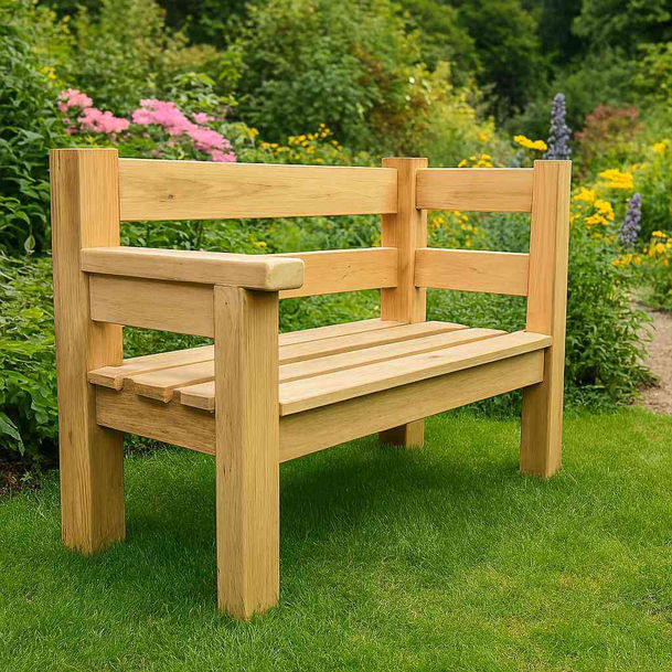 handmade rustic oak garden bench