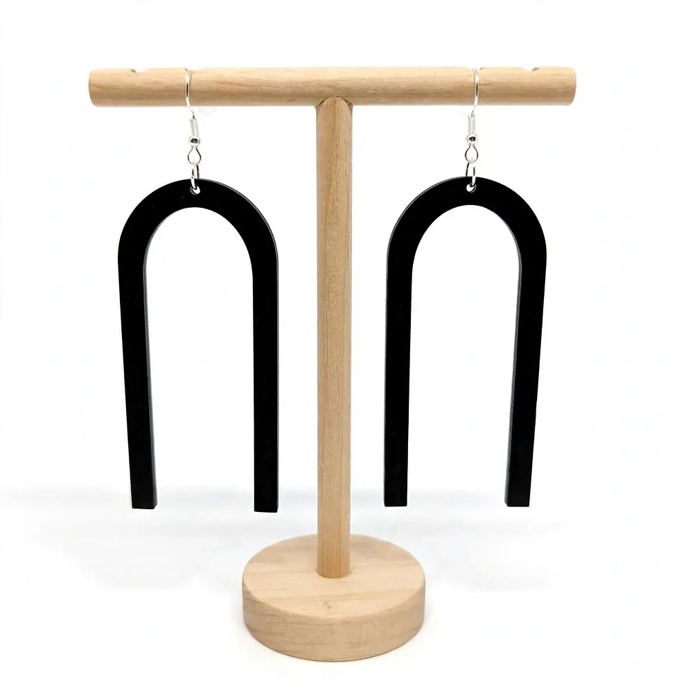 Virelli Arc acrylic drop earrings - striking geometric arc design handmade UK