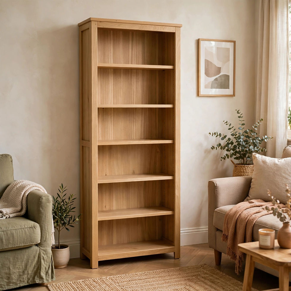 Rustic oak tall bookcase, handmade solid oak bespoke made to order in UK