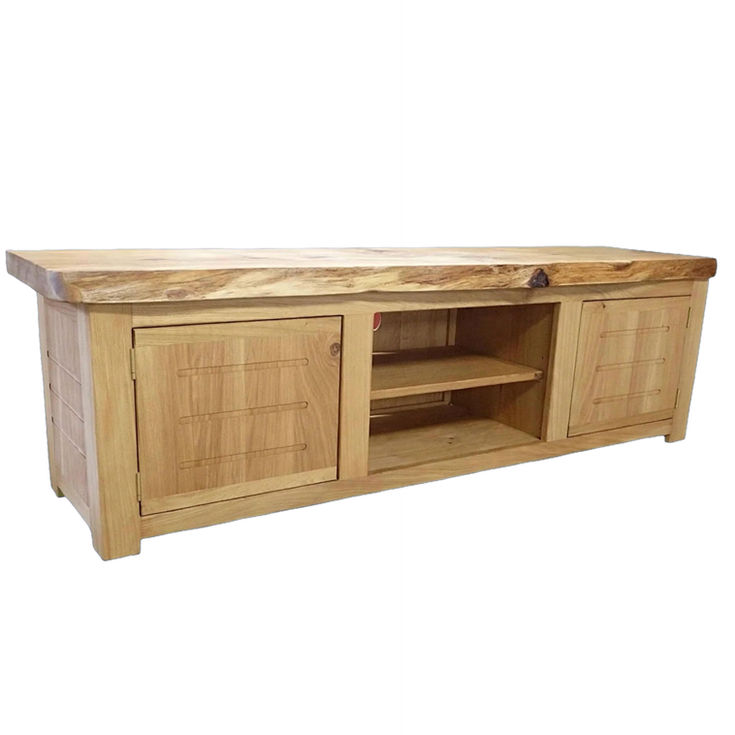 Rustic Oak Live Edge TV Stand with 2 Doors main view