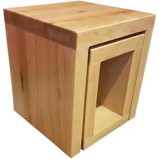 Rustic solid oak side table lamp stand wooden furniture