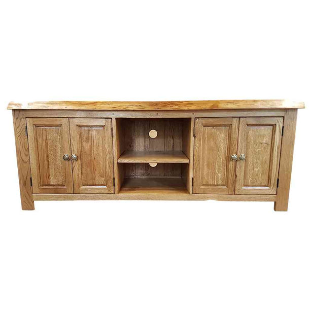 Chunky oak media console