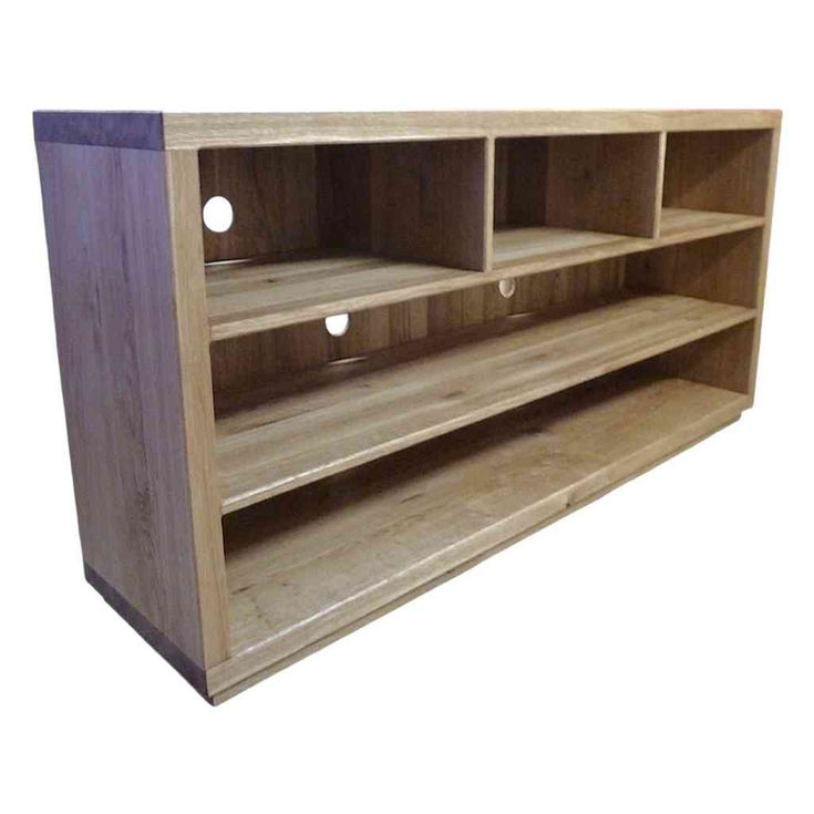 Handmade rustic oak TV unit with shelves