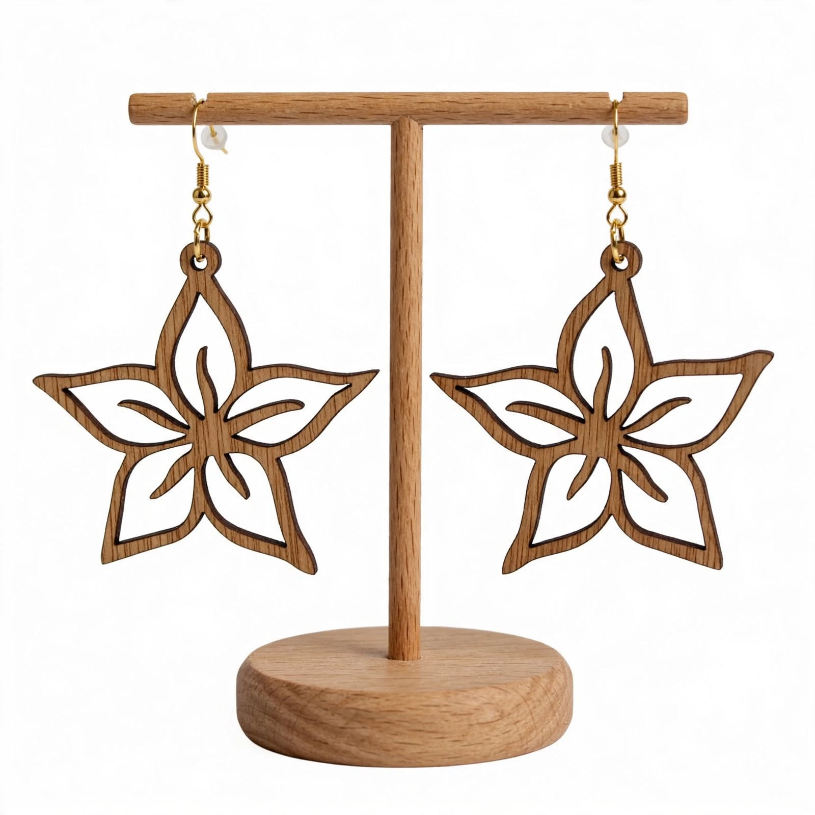 Petalora Bloom wooden drop earrings handmade UK