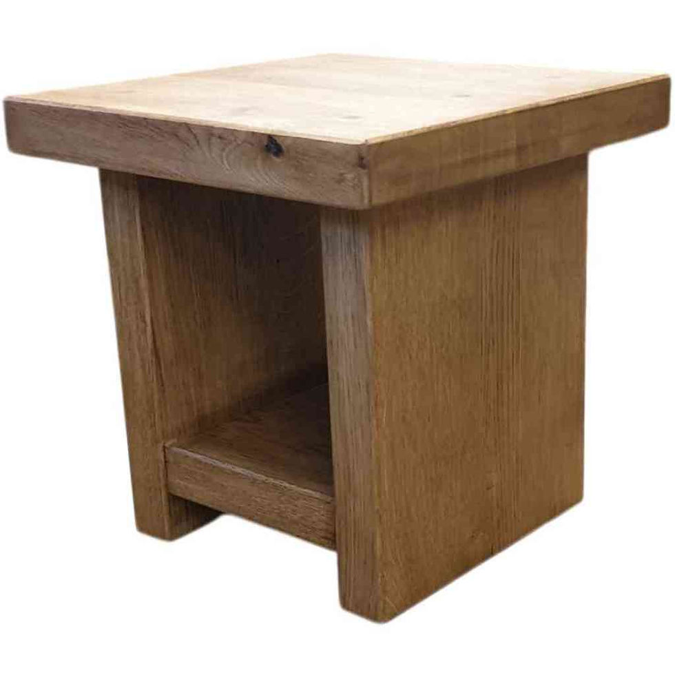 Bespoke solid oak bedside table natural wood grain detail