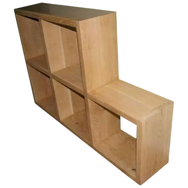 Bespoke solid oak shelving unit 5 cube display handmade UK