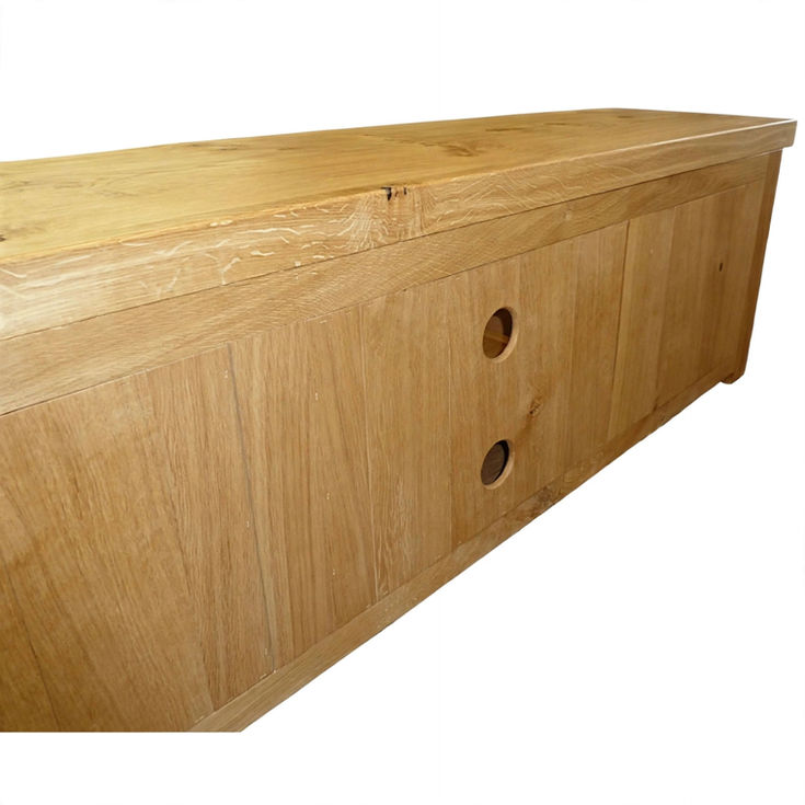 Rustic Oak Live Edge TV Stand with 2 Doors rear view