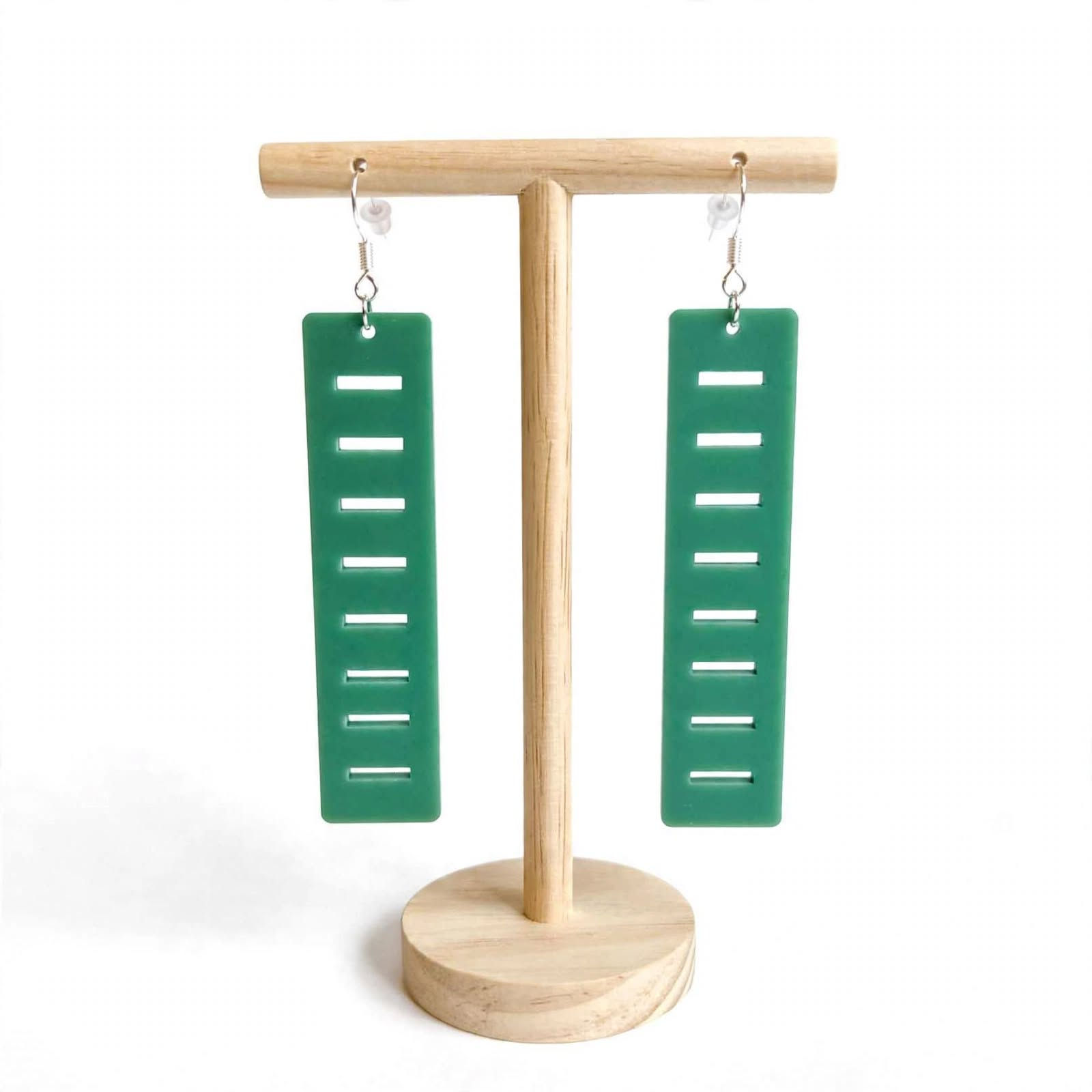 Neon Rift acrylic drop earrings - bold vertical cascade design handmade UK
