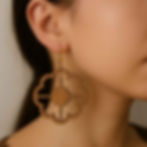 Wooden Flower Blossom Hoop Earrings