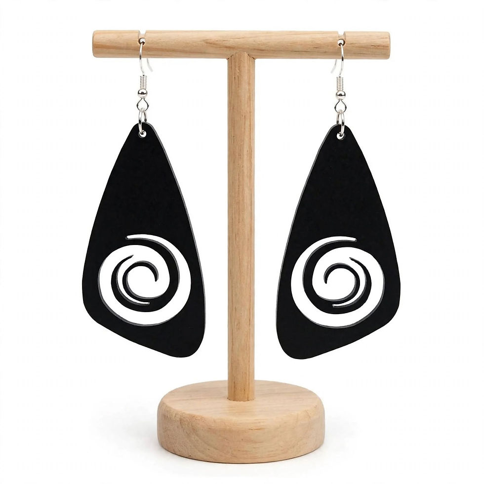 Thumbnail: Retro teardrop Nova Loop acrylic drop earrings - vintage geometric modern art