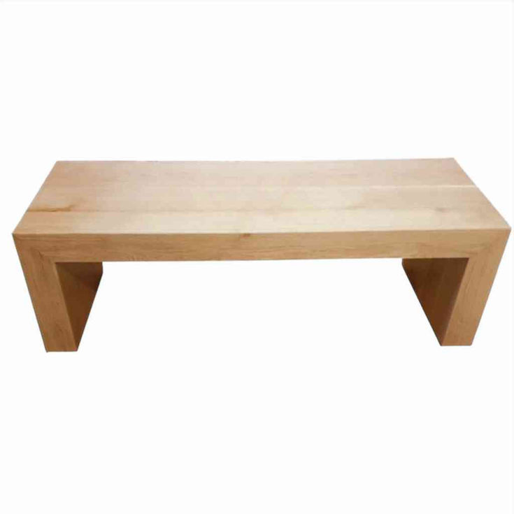 Handmade modern rustic solid oak coffee table with natural wood grain finish bespoke furniture UK top view