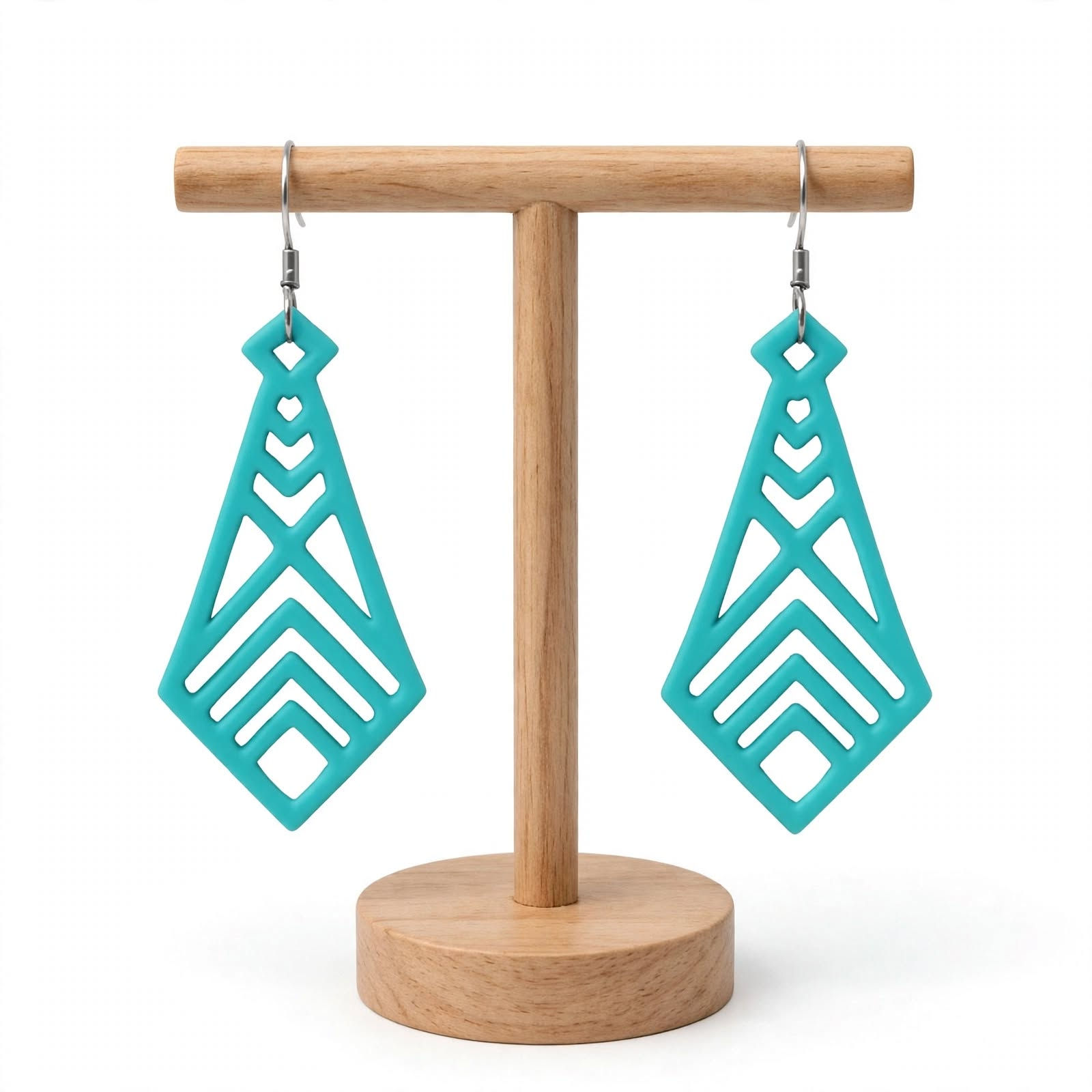 Harlequin Diamond acrylic drop earrings - bold layered diamond cascade design handmade UK