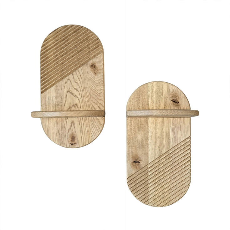Rustic Oak Diagonal Pattern Shelf custom made from solid oak