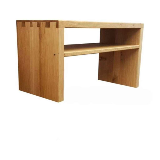 Bespoke rustic oak coffee table with dovetail joints and lower shelf