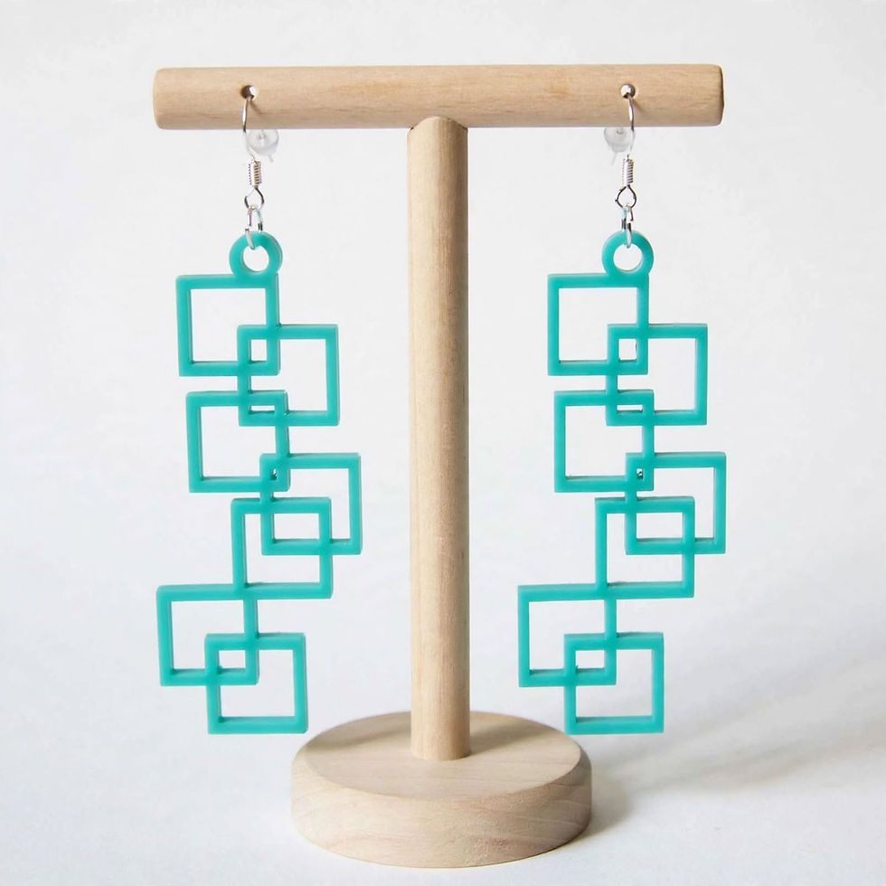 Quadrava Square acrylic drop earrings - bold stacked square cascade design handmade UK