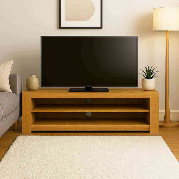 Chunky Rustic Oak TV Stand with oil finish