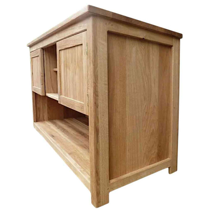 Solid oak TV stand Regis design with natural grain detail