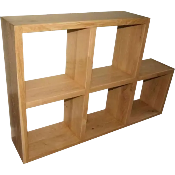 Natural oak wood storage unit rustic farmhouse style shelving