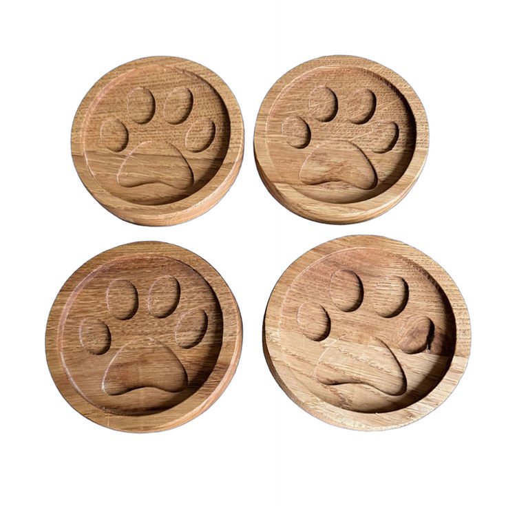 Rustic Oak Cat Paw Coasters custom made kitchen furniture