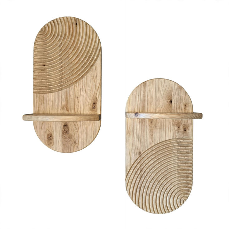 Rustic Oak Circle Pattern Shelf handmade solid oak to your sizes