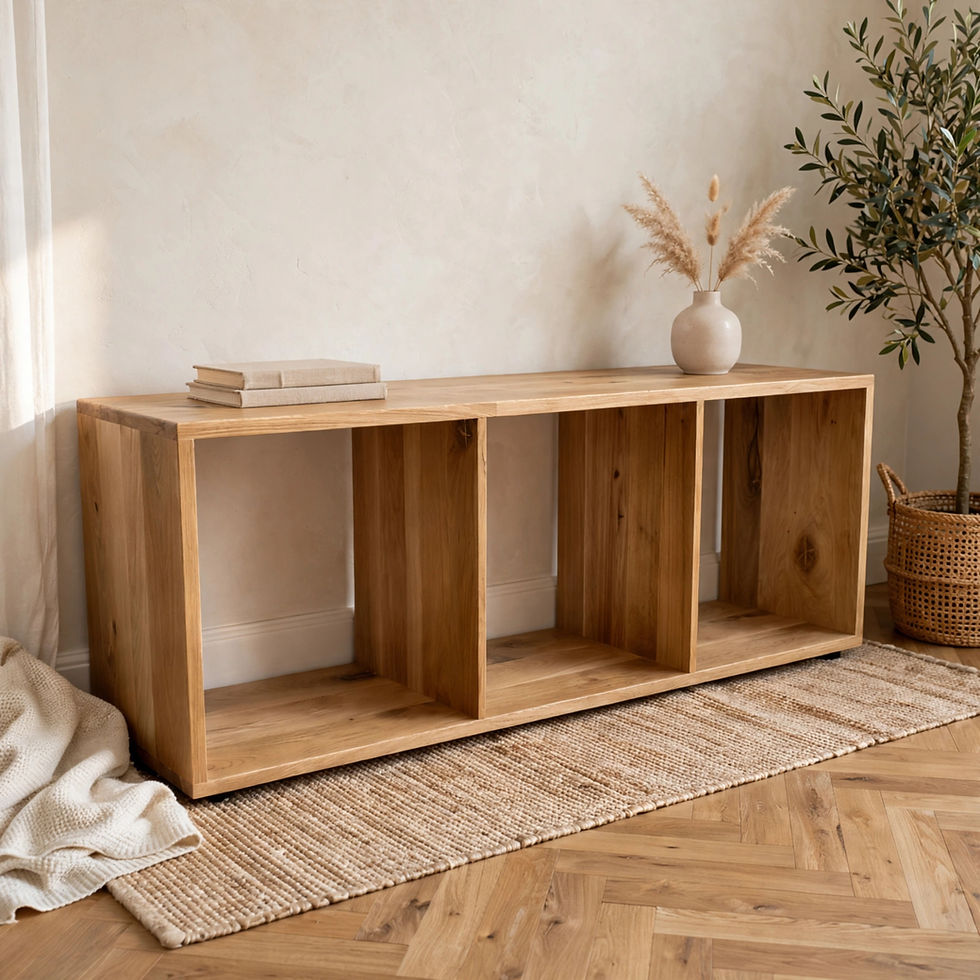 Rustic oak 3 cube storage unit, handmade solid oak bespoke made to order in UK