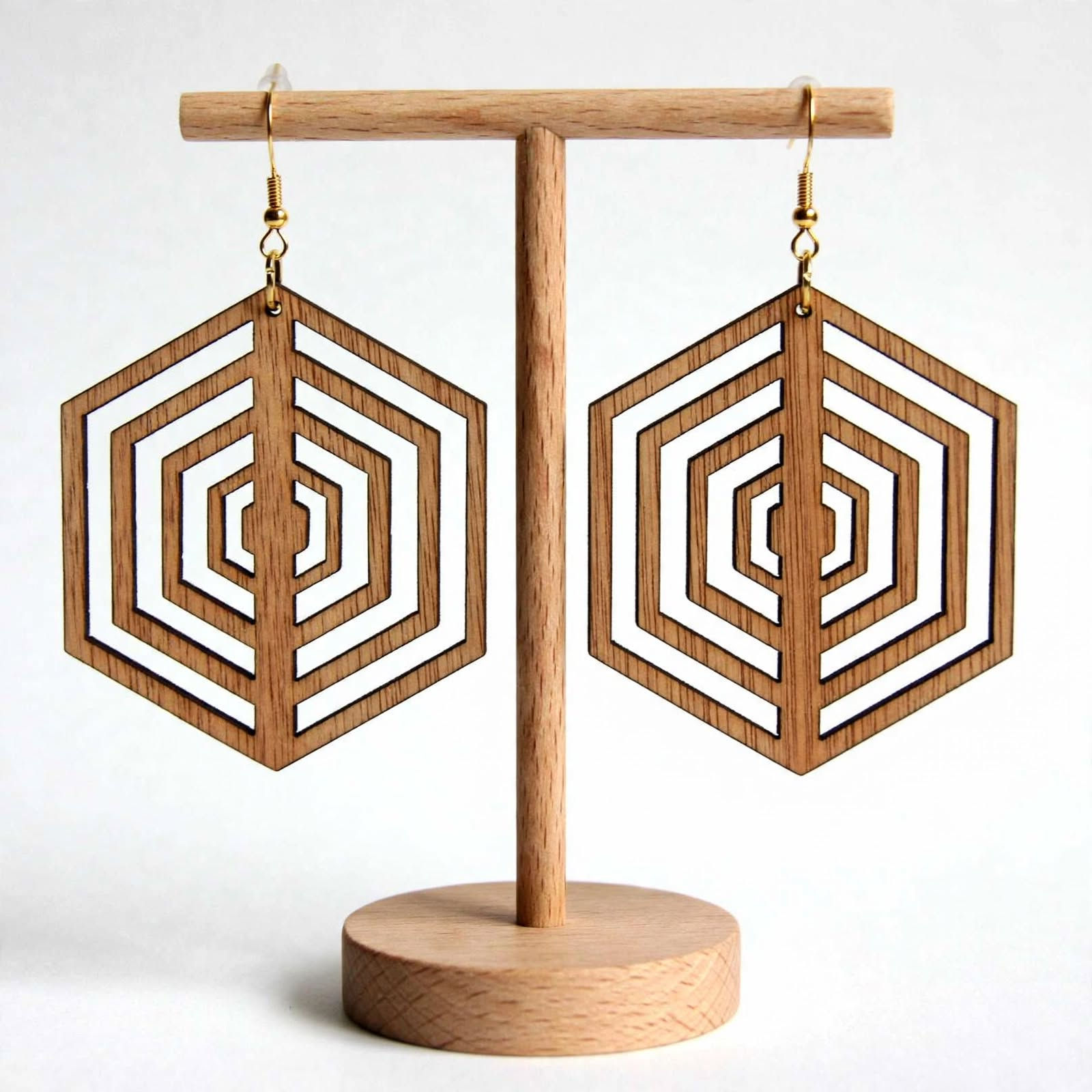 Noctara Webveil wooden drop earrings handmade UK