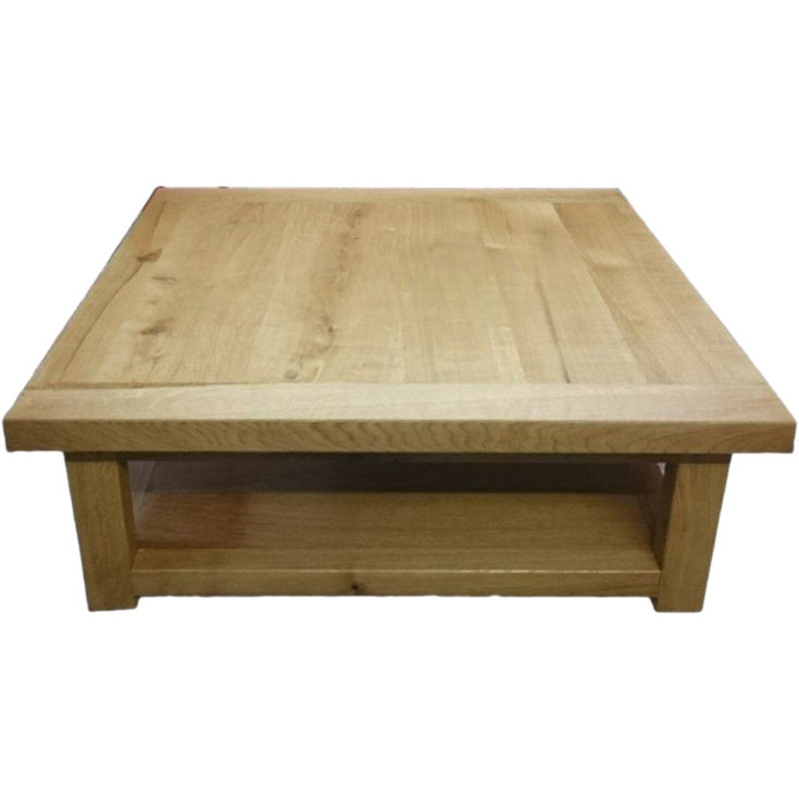 Handmade oak coffee table with natural wood grain square design