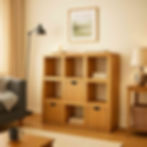 rustic oak 9 cube display unit with 3 doors finished in oil