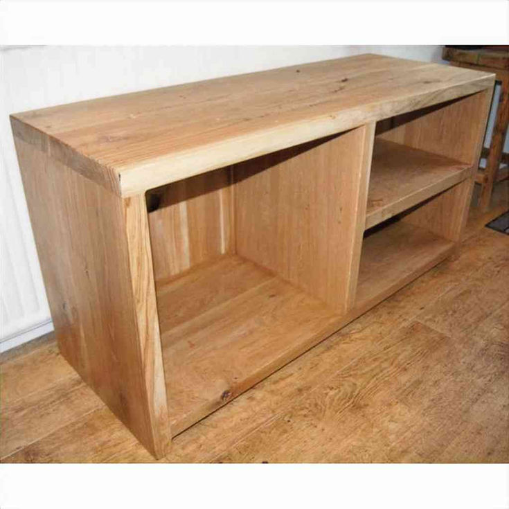 Rustic solid oak Filby TV stand front view