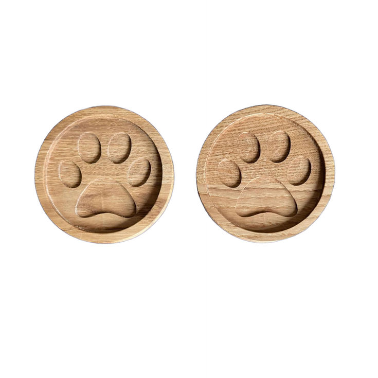 Rustic Oak Cat Paw Coasters bespoke kitchen furniture