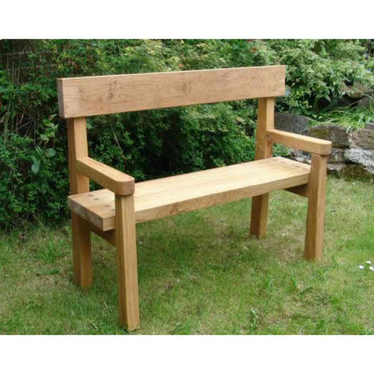 Rustic solid oak garden bench outdoor setting
