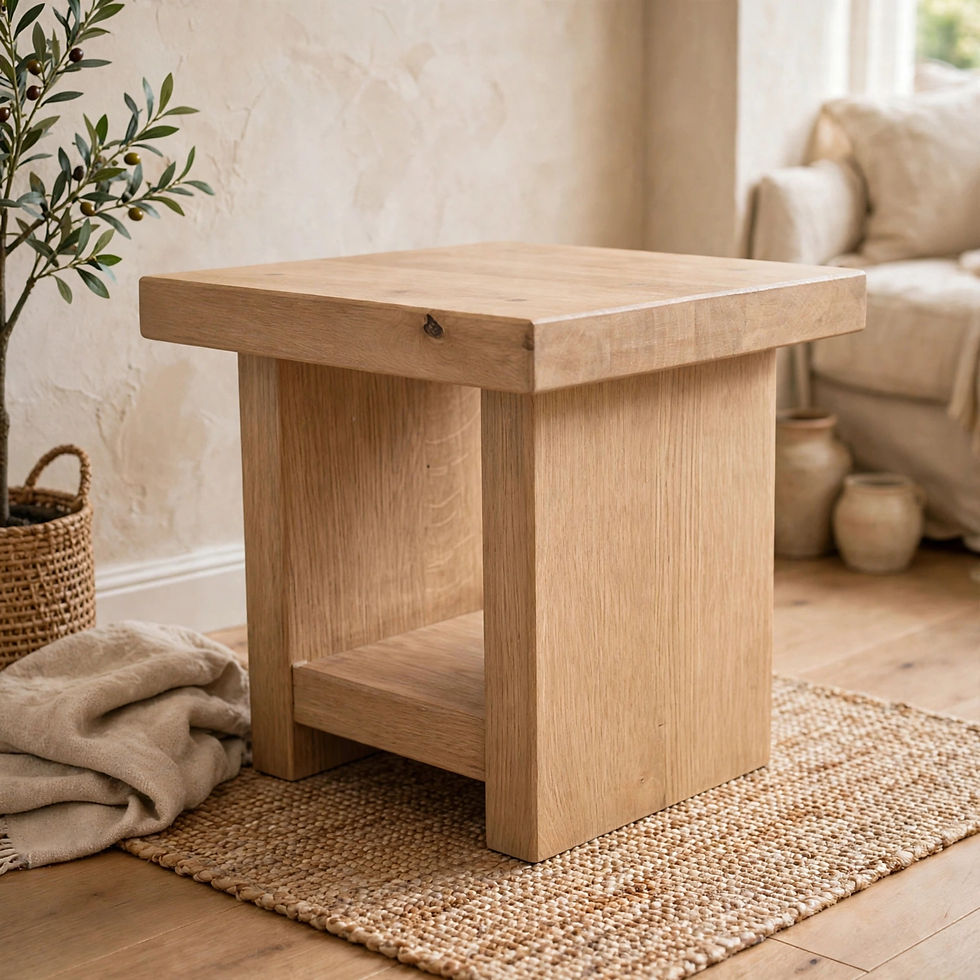 Chunky rustic oak side table handmade solid oak bespoke made to order in UK - base model for all side tables