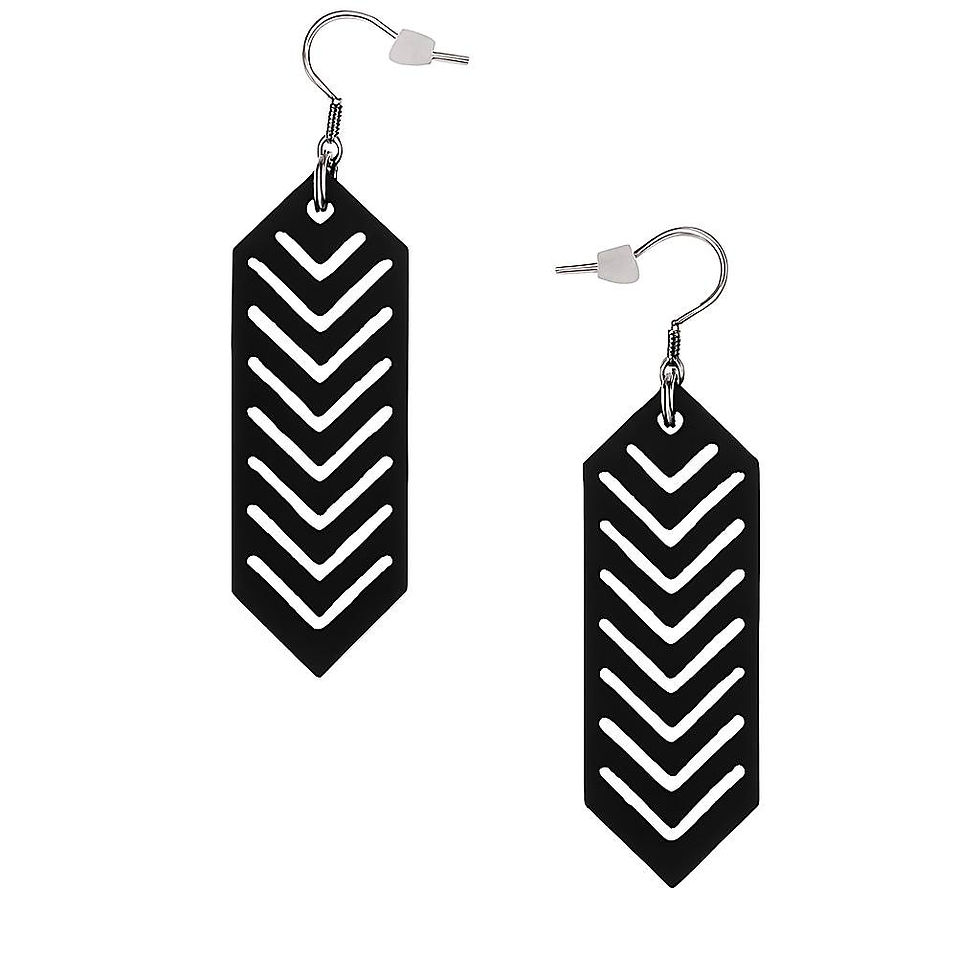 Thumbnail: Modern retro acrylic earrings featuring chevron drop shapes
